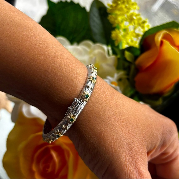 Buccellati Inspired Bangle Bracelet Brass Sterling 925 Fits wrists 6.25-“ Rare! - Picture 4 of 11